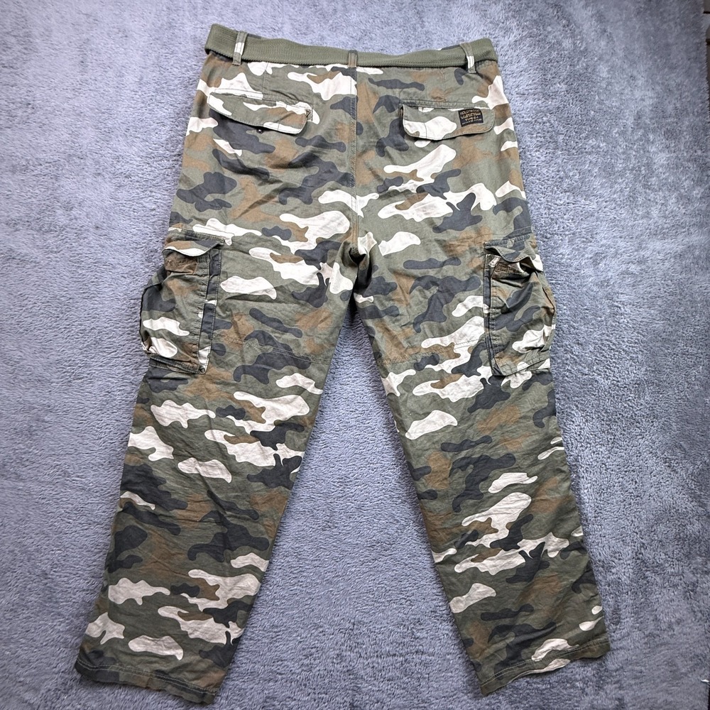 Hollywood Jean People Camo Cargo Jeans Belted Mens 36x31 Straight Loose Fit - Picture 2 of 10